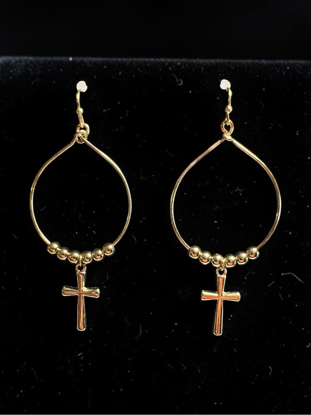 Gold Cross Hoop Drop Earrings - Women Jewelry